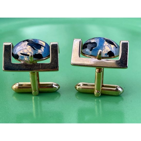 Vintage 1960s Swank Opal Glass Mens Cufflinks - Picture 14 of 16